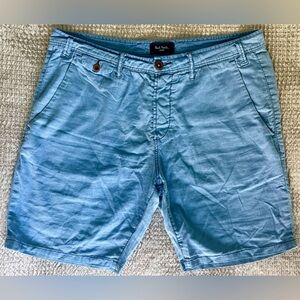 EUC ⚡️ Paul Smith Jeans Linen Cotton Shorts Blue Garment Dyed Size 32